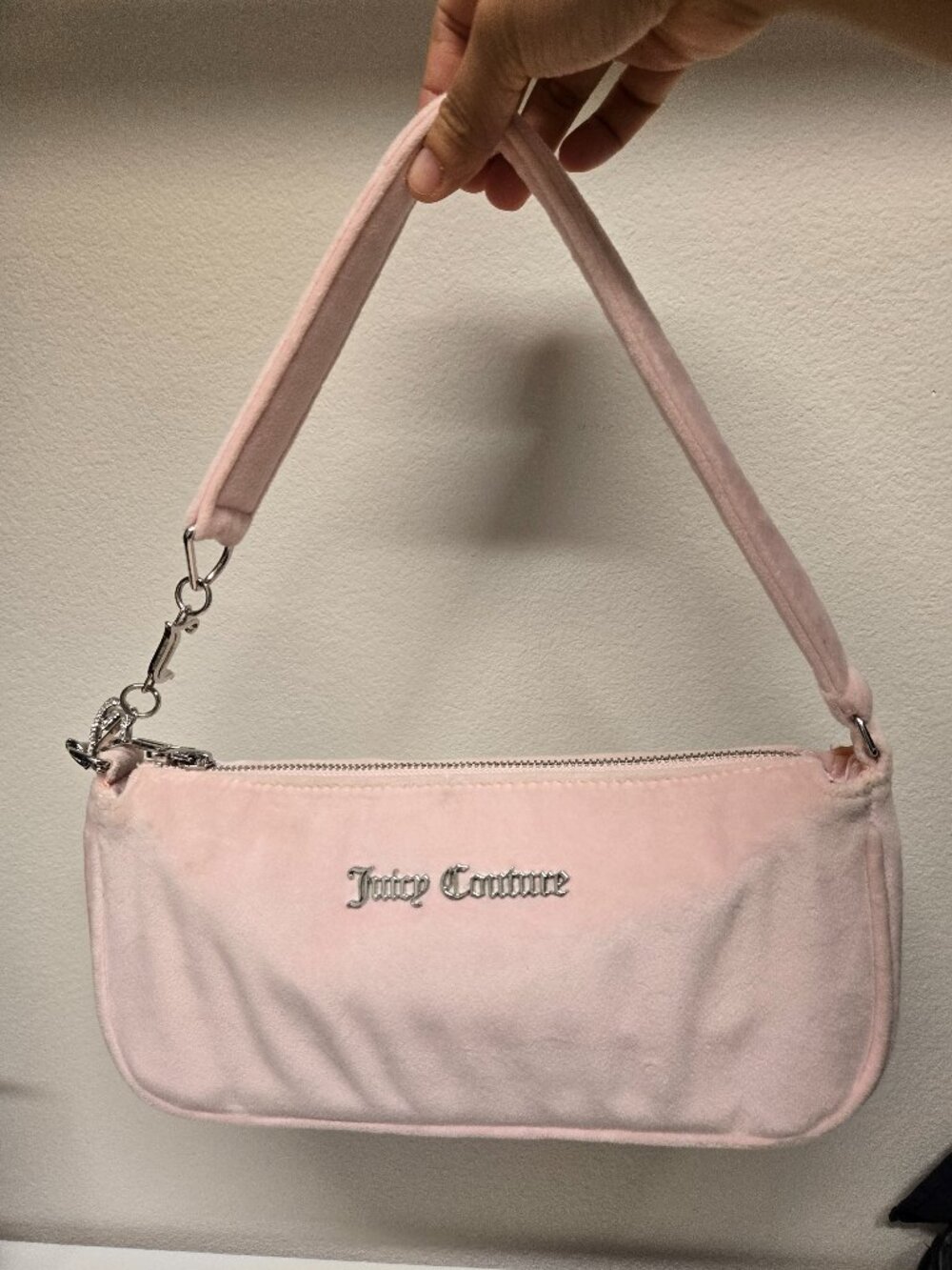 Juicy Couture Pink Shoulder Velvet Velour Bag